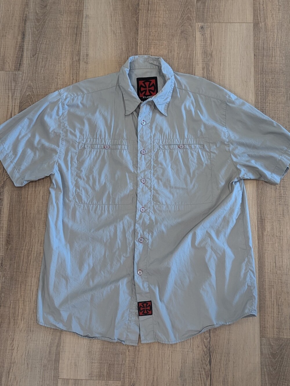 Independent Truck Co Button Up Shirt Men’s XL Gray Skate Short Sleeve Cotton
